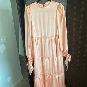 Asos pink long sleeve formal dress